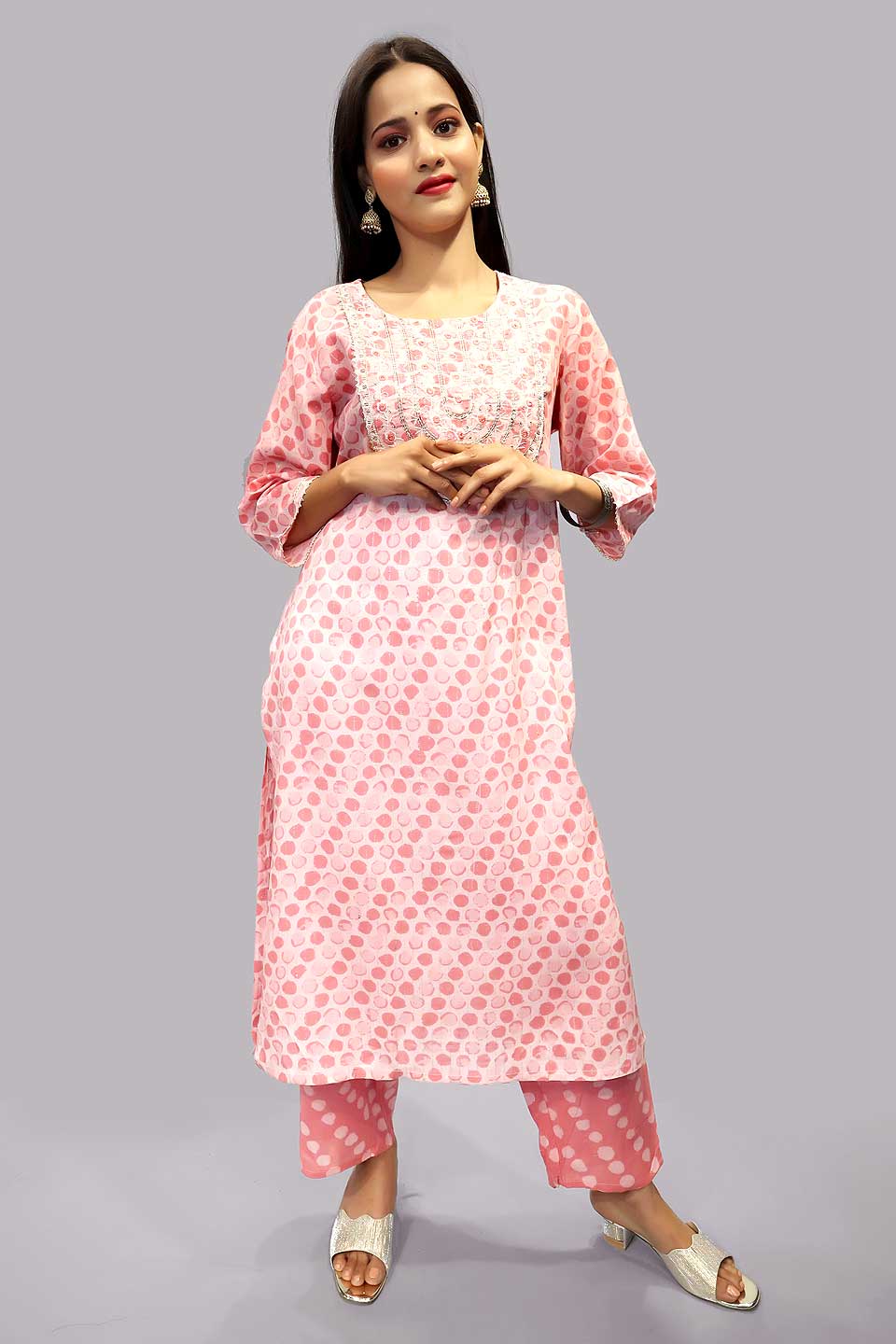 Indian Ethnic Sets | Straight Leheriya Kurti, Pants & Dupatta Set with  embroidery | Party Wear | Daily Wear | Kurti,Pant and Dupatta Combo – Onnaha